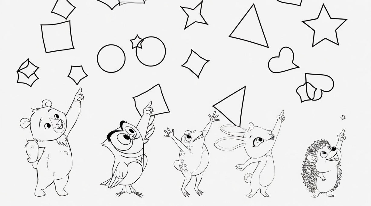Coloring Page, Shape Safari Surprise