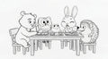 Coloring Page, Sharing Snack Surprise
